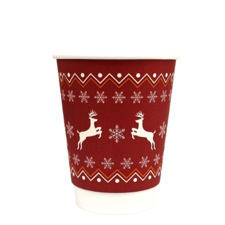 12oz CHRISTMAS DESIGN (red) DOUBLE WALL HOT CUP   1x500