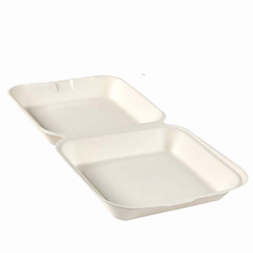 BAGASSE XTRA LARGE MEAL BOX (9inch x 8inch) 1x250
