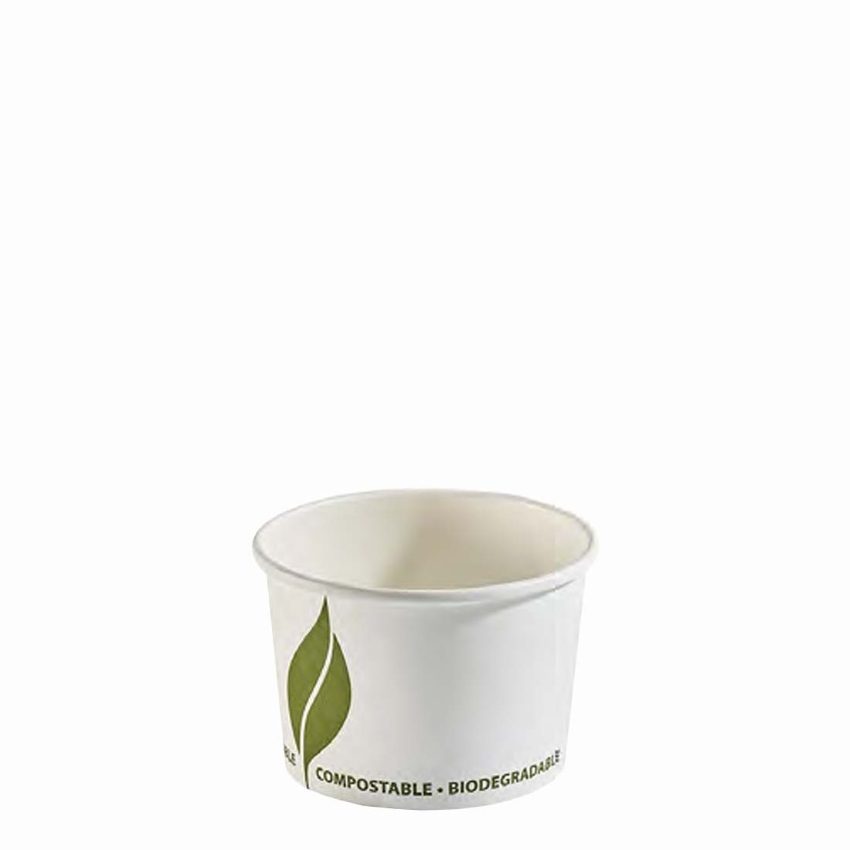 ENVIRO 8oz COMPOSTABLE LEAF 2 WHITE FOOD CONTAINER 1x1000
