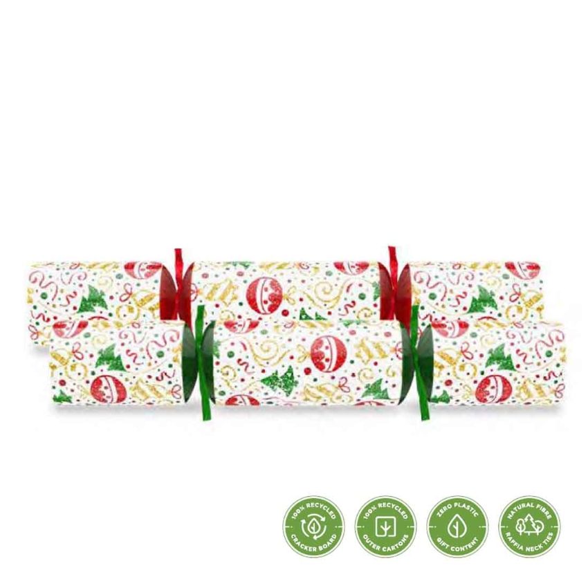 9inch FESTIVE JOY WHITE/RED/GREEN (mixed) CRACKER   1x100