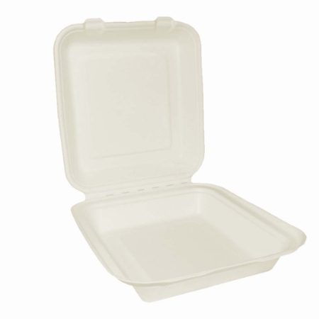 BAGASSE XTRA LARGE MEAL BOX SQUARE (8inch x 8inch) 1x200