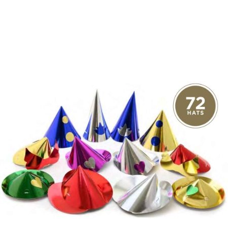 GALA MULTICOLOURED FOIL PARTY HATS   1x72