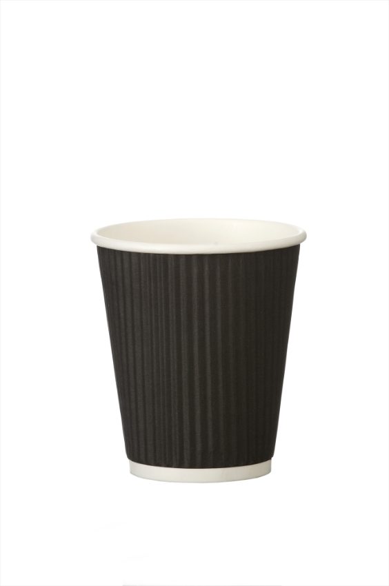 12oz Squat Ripple Coffee Cup (Black)(500pk)