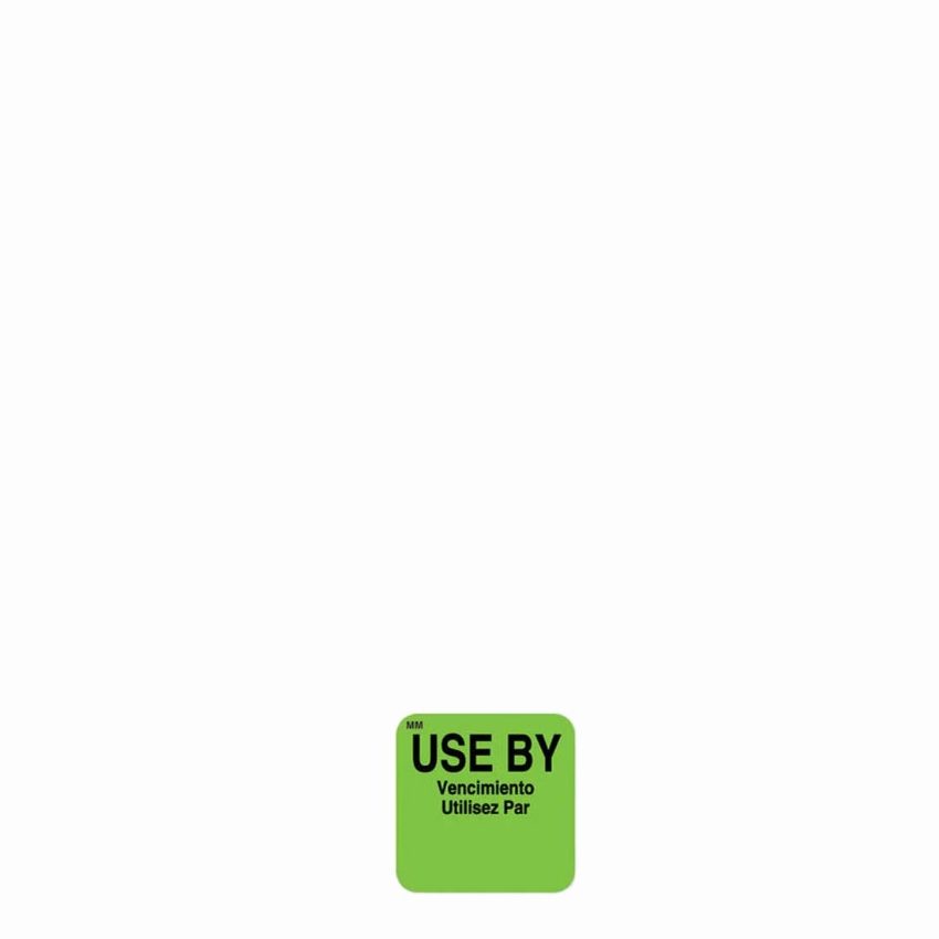 USE BY LABELS 25x25mm GREEN REMOVEABLE 1x1000