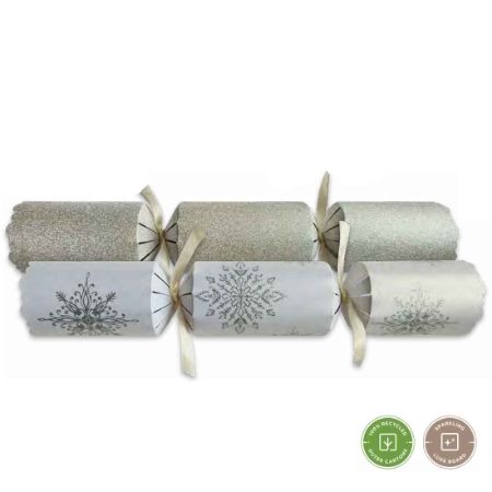 12inch SNOWFLAKE SPARKLE SILVER CRACKER 1x50