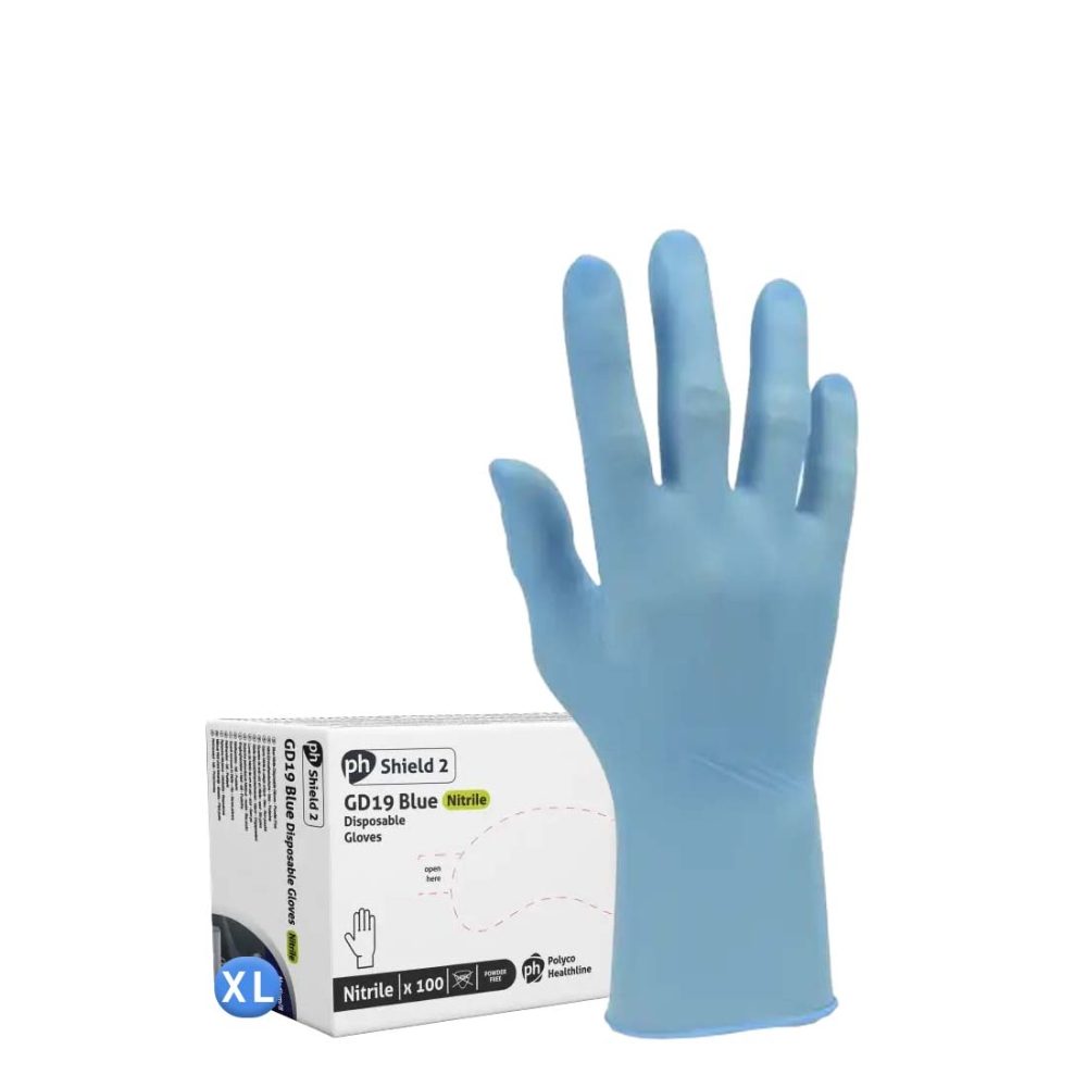 GLOVE NITRILE BLUE POWDER FREE (EXTRA LARGE) 1x100 - Nivek Catering ...