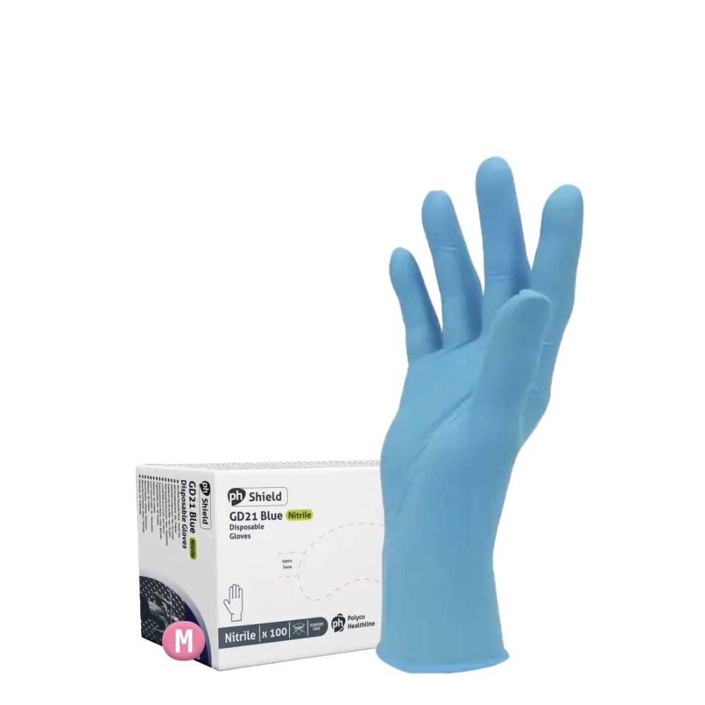 GLOVE NITRILE BLUE POWDER FREE (medium) 1x100 (packet) - Nivek Catering ...