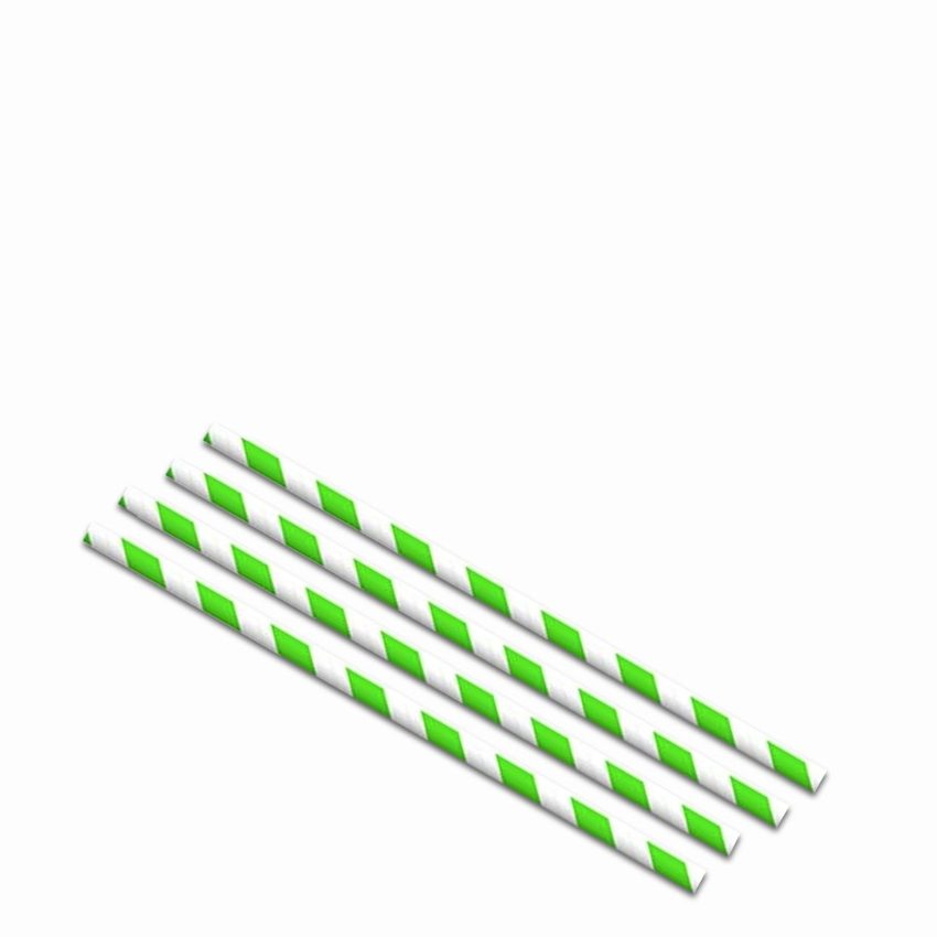 INDIVIDUALLY WRAPPED 8.3 inch GREEN STRIPED STRAWS 1x500